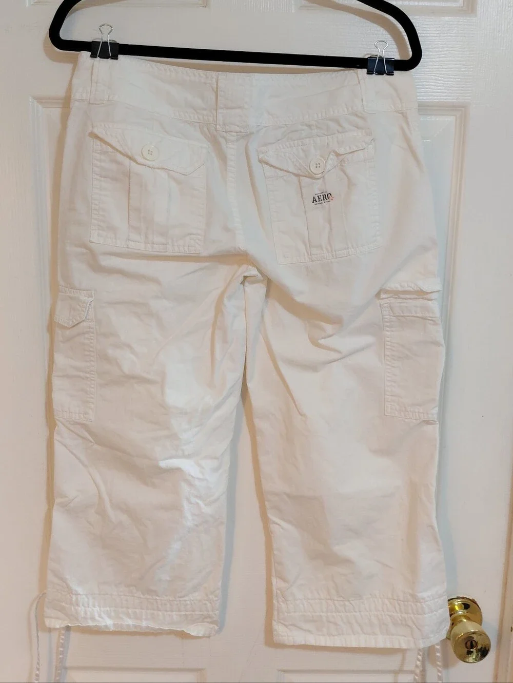 Vintage 2ct Y2K White AERO Aeropostale & Brown Buggle Boy Capris Med 5/6 - Picture 9 of 12